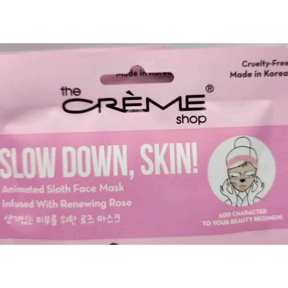 The Crème Shop Animated Sloth Face Mask, Korean, Hydrate, Anti-Aging, 2 Pack